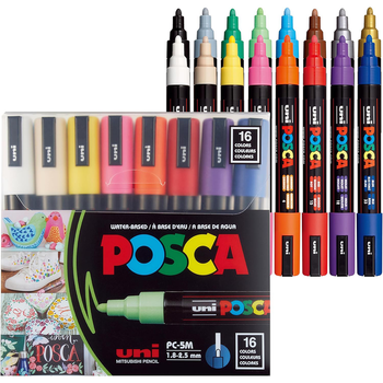 Набір акрилових маркерів Uni Posca PC-5M 1,8-2,5 мм 16 кольорів (PC5M16С)