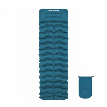 Матрац туристичний надувний одномісний Naturehike CNK2550WS019, 200x60x9.5 см, синій, прямокутний із мішком для надування (6977465863171)