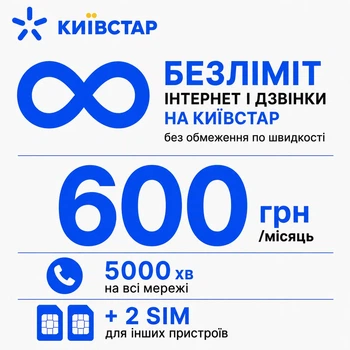Стартовий пакет Київстар — 3 SIM-карти, безлімітний інтернет та 5000 хвилин