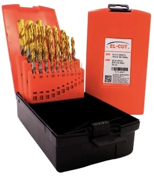 Набір свердел по металу INOX DLGP195SET2 EL-CUT HSSE TiN 1.0–13.0 мм 25 шт (5907324002787)