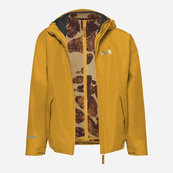 Детская демисезонная куртка 3 в 1 для мальчика Jack Wolfskin Iceland 3In1 Print Jkt K A66161_M0119 116 см Желтая (4064886748735)