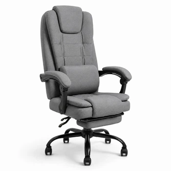 Кресло компьютерное FC-04 DEXON AXIS из ткани, с поясничной подушкой, с подставкой для ног, Серый