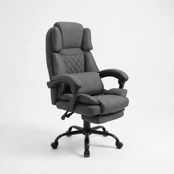 Кресло компьютерное FC-117 DEXON ELITE из ткани, с поясничной подушкой, с подставкой для ног, Темно-серый