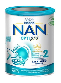 Дитяча суміш молочна суха NAN 2 Optipro з 5 олігосахаридами та L. Reuteri для дітей від 6 місяців 800 г. (8445291444256)
