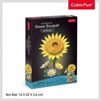 Конструктор-головоломка Cubic Fun 3D Puzzle Букет цветов Подсолнух 102 эл, W3303H