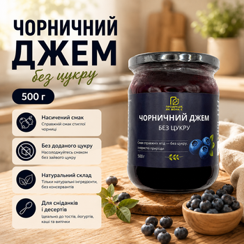 Чорничний джем без цукру 500 г Натуральний