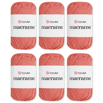 Упаковка YarnArt Macrame, Персик №160, 6шт – пряжа полиэстер, комплект для макраме, набор для вязания сумок и декора