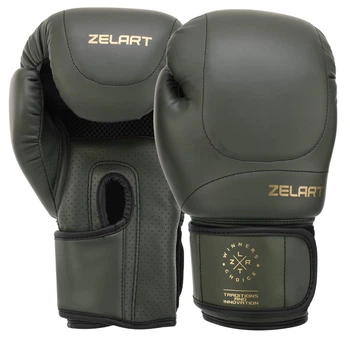 Перчатки боксерские тренировочные на липучке Zelart Fight Gear 7644 размер 14 унций Olive