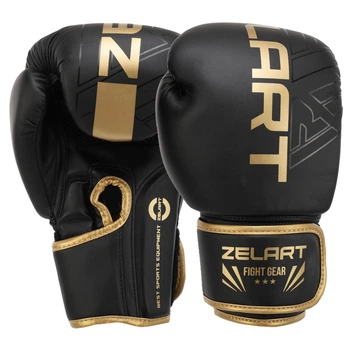 Перчатки боксерские тренировочные на липучке Zelart Fight Gear 7519 размер 10 унций Black-Gold
