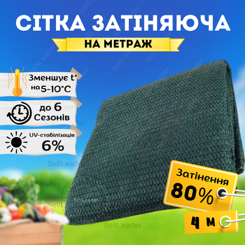 Сетка затеняющая 4м на метраж 80% солнцезащитная теневая для защиты от солнца накрытия теплиц растений огорода