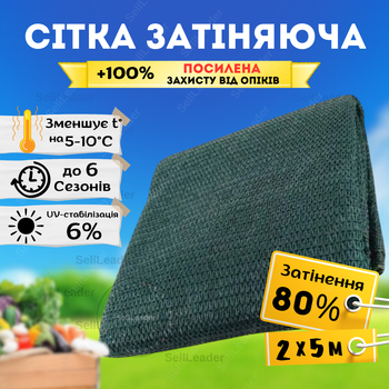 Сетка Shadow теневая 2х5м затеняющая 80% пакет навеса ограждения беседки накрытия огорода растений от солнца