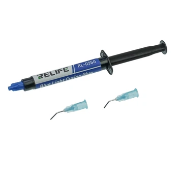 Клей UV Relife RL-035G Blue light glue, для фиксации линз и компонентов камеры, в шприце, 3 ml