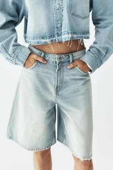 Джинсові шорти baggy trf з середньою посадкою Zara 4730/006 3XL/46 Блакитні (0473000640646)