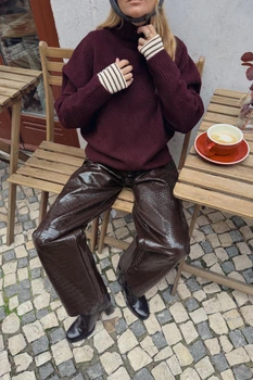 М'який трикотажний светр із високим коміром Zara 2142/170 XL Бордовий (02142170681XL)