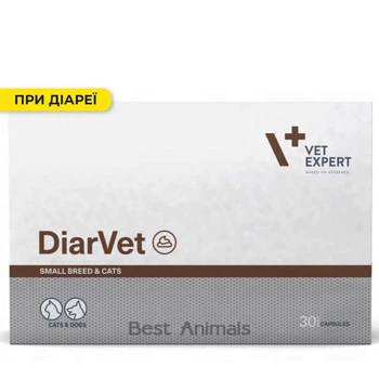 Харчова добавка VetExpert DiarVet Small Breed при гострій діареї у котів і собак малих порід, 30 капсул (5902414212237)