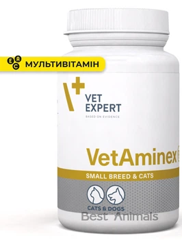 Харчова добавка VetExpert VetAminex Small Breed для підтримання імунітету та загального зміцнення у котів і собак малих порід, 60 капсул (5902414215245)