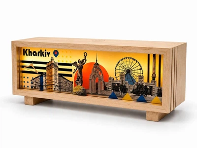 3D LED ночник "Харьков-Kharkiv", оригинальный подарок харьковчанам, подарок Харьков, сувенир с Харькова