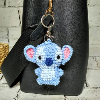 Брелок Стіч іграшка в'язана ручної роботи Hand Made амігурумі 8х8 см Блакитний 216-2