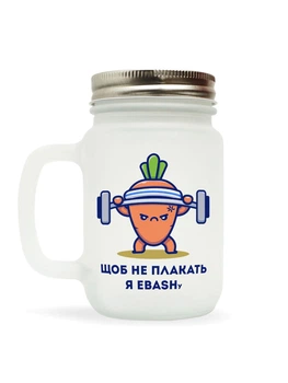 Чашка-банка скляна для коктейлів з трубочкою матова NU SHO "Щоб не плакать" 250 мл