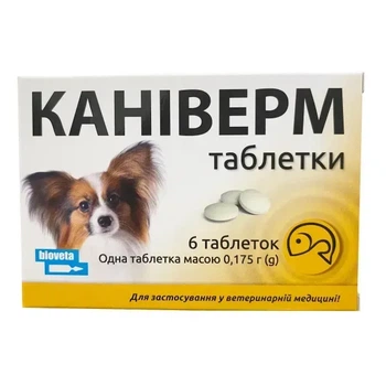 Каниверм (Caniverm) 0,175 г – антигельминтные таблетки от глистов для кошек и собак, 6 шт.