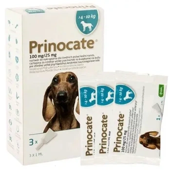 Принокат (Prinocate) KRKA для собак 4–10 кг — капли на холке от блох, клещей и гельминтов, 3 пипетки