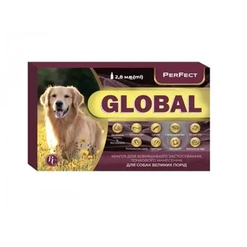 Perfect Global для собак — капли на холку от блох, клещей и гельминтов, 2,8 мл