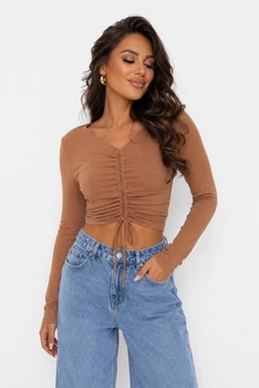 Кофта женская однотонная коричневого цвета Fashion размер 46 (217744)