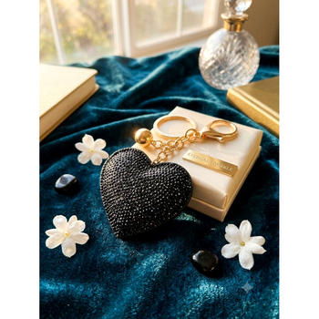 Брелок Swarovski Color Heart чорний для прикрашування телефона