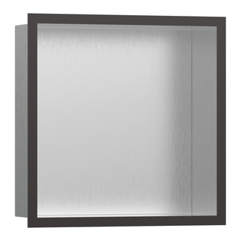 Настенная ниша со встроенной рамой 30х30х10см HANSGROHE UNIVERSAL CIRCULAR 56097340, шлифованный чёрный хром