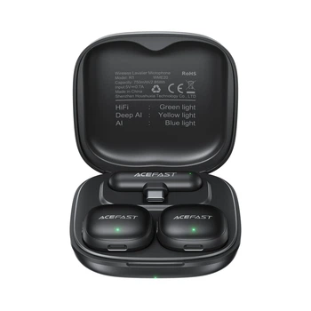 Беспроводная микрофонная система ACEFAST R1 dual-mic 48 ч работы ABS-пластик черный