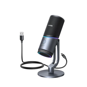 Микрофон настольный UGREEN CM769 USB-A кардиоидный с RGB подсветкой темно-серый