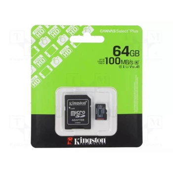Карта памяти 64GB MicroSDXC Kingston Canvas Select Plus R150MB/s + SD-адаптер (SDCS3/64GB)