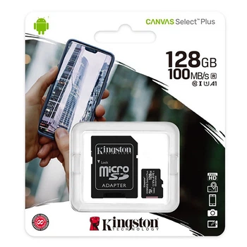 Карта памяти MicroSDXC 128GB UHS-I Class 10 Kingston Canvas Select Plus R100MBs + SD-адаптер (SDCS3/128GB)