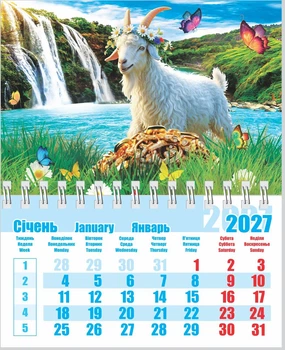 Календарь Контраст на магните (130x160мм) на 2027 год Козы - 03