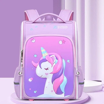 Школьный ортопедический детский рюкзак для девушек Unicorn Magical Time Единорог 3D для девочки в школу 1-4 класс розово-фиолетовы