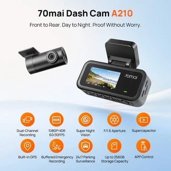 Видеорегистратор 70mai A210 1080P HDR GPS, Wi-Fi6, + RC21