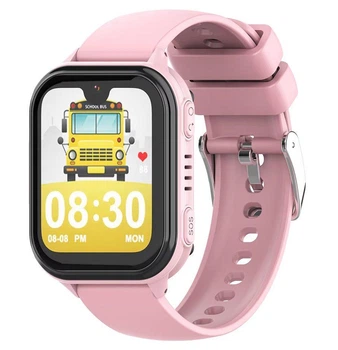 Смарт часы телефон для ребенка Lemfo T33 с GPS, 4G сим картой, видеозвонками, прослушиванием, камерой 3 МП и кнопкой SOS До 5 дней работы Розовый