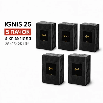 Кокосовый уголь для кальяна Ignis 25 мм 5 кг (5 упаковок, целлофан)