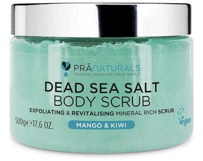 PRA Naturals Dead Sea Salt Body Scrub (Mango & Kiwi), 500 g.