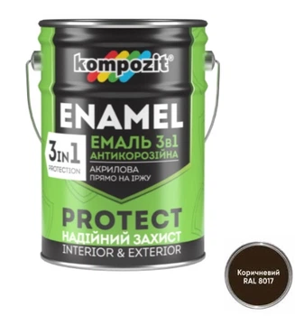 Емаль антикорозійна Kompozit PROTECT 3в1 коричнева 10кг