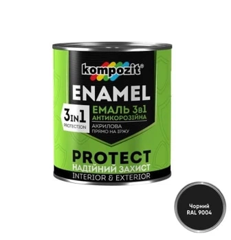 Емаль антикорозійна Kompozit PROTECT 3в1 чорна 2,7кг