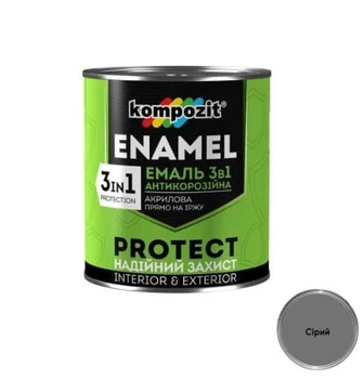 Емаль антикорозійна Kompozit PROTECT 3в1 сіра 2,7кг