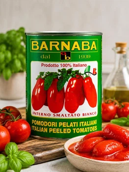 Помидоры томаты очищенные консервированные целые Barnaba Pomodori Pelati Italiani 400 г в томатном соке итальянские для пиццы пасты макарон соусов