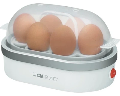 Електрична яйцеварка Clatronic EK 3497 400 Вт, до 6 яєць, мірний стакан, проколювач яєць, біло-срібляста