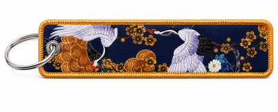 Брелок JDM Japanese Crane для ключей с кольцом, вышивка, 14.5×3.5 см