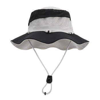 Панама туристическая водостойкая с широкими полями UPF 50+ Black and Gray