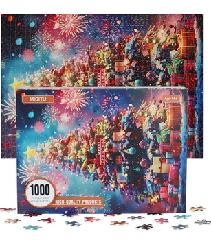 Пазл MISITU Christmas 1000 деталей для дорослих і дітей, новорічний, 70×50 см, з постером