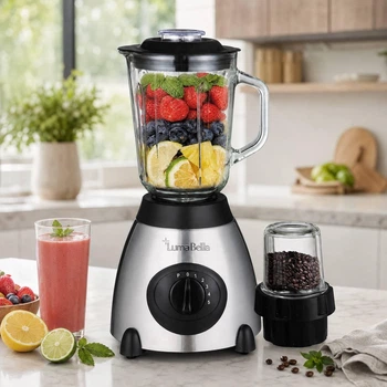 Блендер стаціонарний Luma Bella LB-53023 1500 Вт зі скляною чашею 1,5 л і подрібнювачем зі скляною чашею