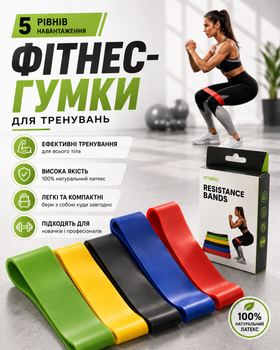 Резинки для фитнеса эспандеры для фитнеса набор фитнес резинок 5 уровней сопротивления Exercise Resistance Bands спортивные резинки для тренировок ног ягодиц рук йоги пилатеса кроссфита фитнес резинки для дома спортзала натуральный латекс 5 штук