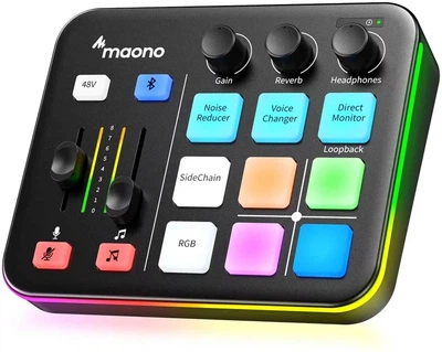 Аудіоінтерфейс Maono G1 Neo RGB — Звукова карта для стрімів, подкастів та ігор (XLR, 48V, Bluetooth)